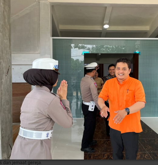 Sat Lantas Polres Kuansing Gelar Program Minggu Kasih Jalin Silaturahmi di Gereja GPIB Efrata